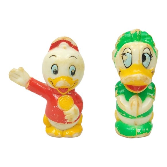Vintage 1970s Walt Disney Huey Daisy Duck 1.75" Figures Toys Pencil Toppers - Picture 1 of 11